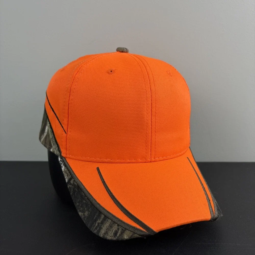 Blaze Orange Camo Hunting Hat Safety High Vis Neon Adjustable Strapback Cap